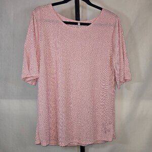 Plus Soft Pink Textured Quarter length Sleeve Blouse